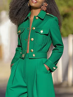 Urban Sleek Shawl Collar Buttoned Jacket