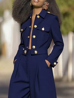 Urban Sleek Shawl Collar Buttoned Jacket