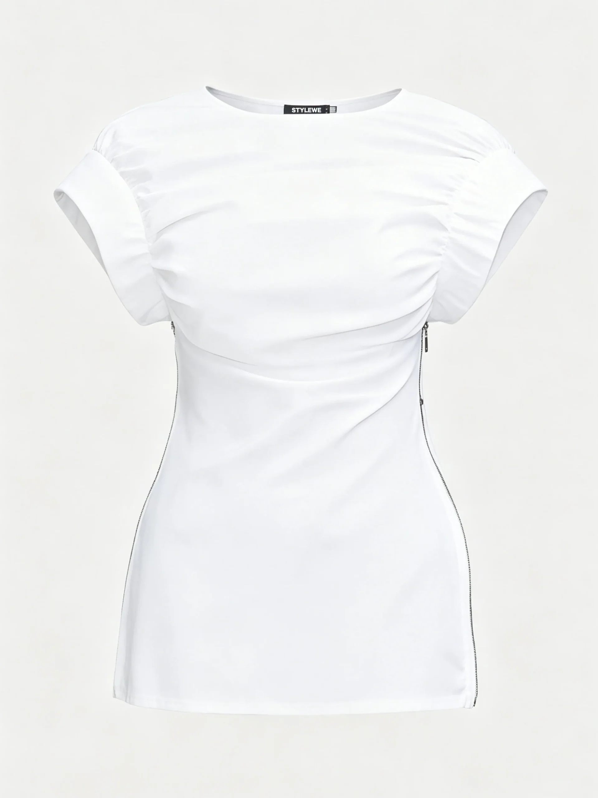 Urban Solid Tailored Zipper Shawl Collar Sleeveless Blouse