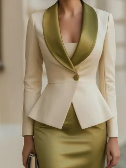 Urban Split Joint Plain Lapel Collar Blazer