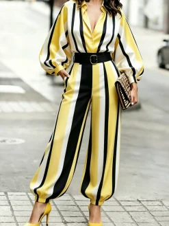 Urban Striped Shirt Collar Shirt