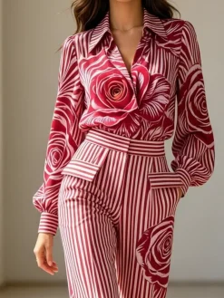 Urban Striped Shirt Collar Shirt