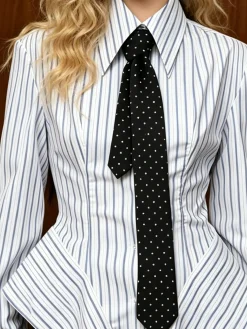 Urban Striped Shirt Collar Shirt