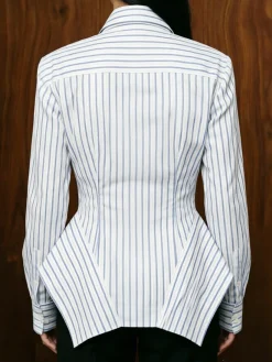 Urban Striped Shirt Collar Shirt
