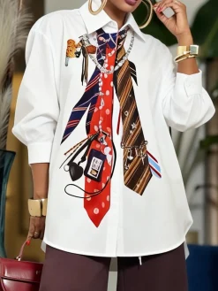 Urban Tie Printing Shirt Collar Shirt
