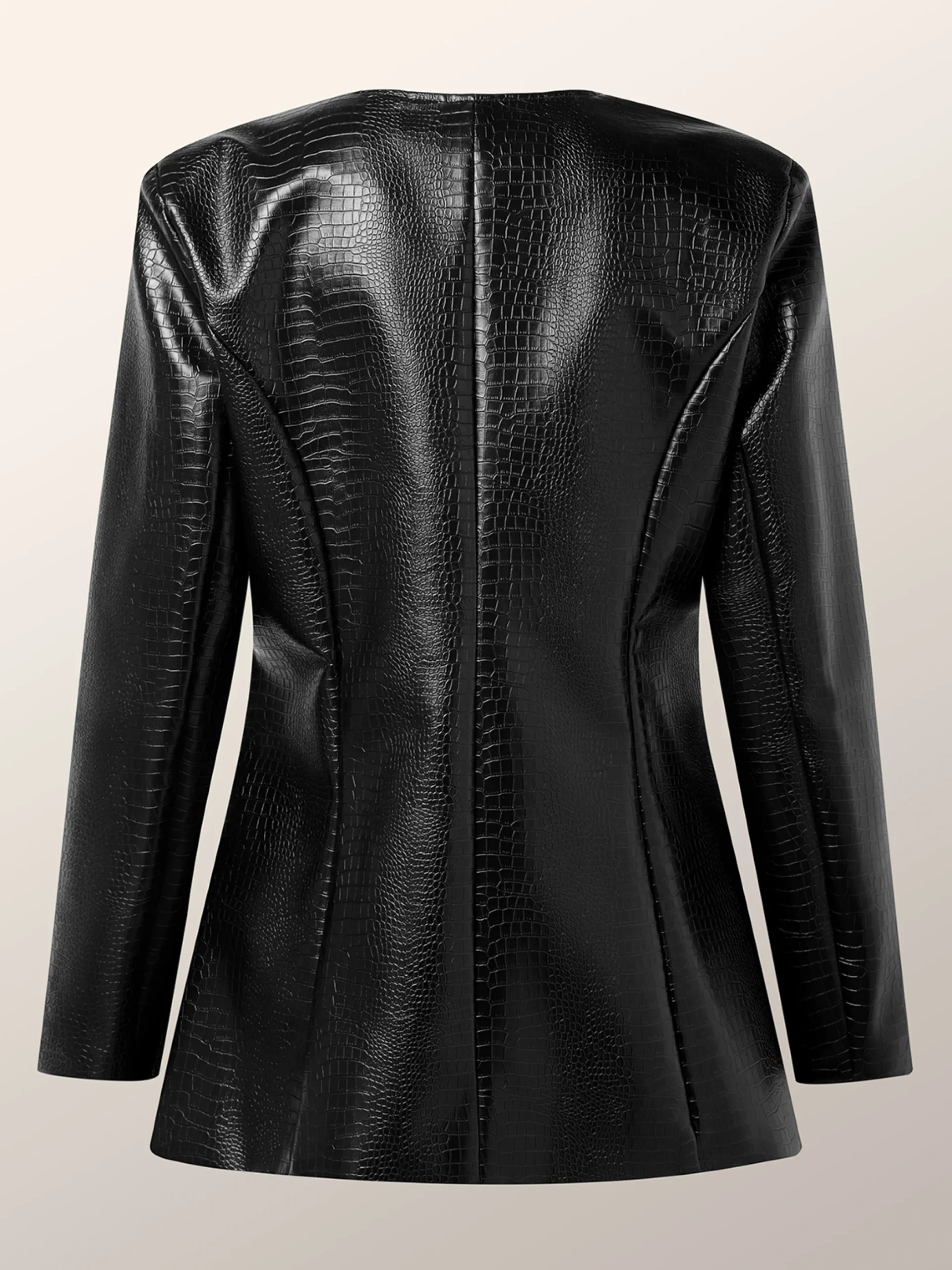 Urban V Neck Faux Leather Coat With Pockets
