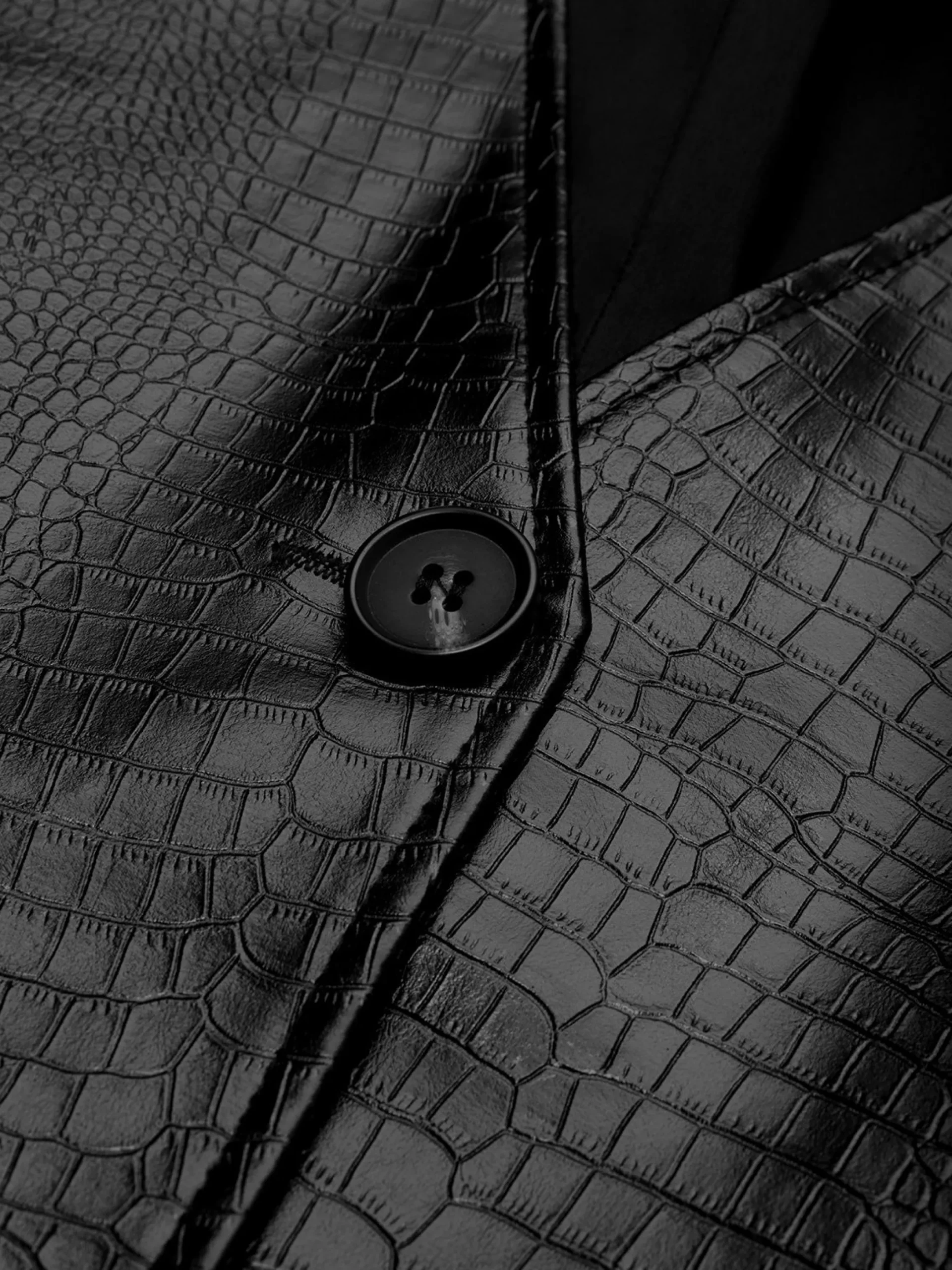 Urban V Neck Faux Leather Coat With Pockets