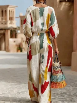 Vacation Abstract Printing Straight Pants