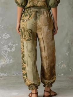 Vacation Ethnic Ankle Banded Pants