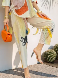 Vacation Geometric Straight Pants