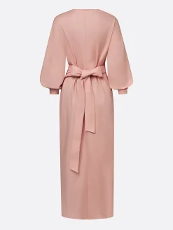 Vacation Plain V Neck Maxi Dress Belt