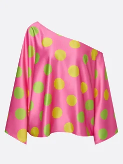 Vacation Polka Dots Printing Asymmetrical Blouse