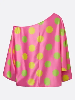 Vacation Polka Dots Printing Asymmetrical Blouse