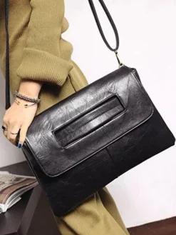 Women Large Capacity Commuting Magnetic Clutch Bag with Crossbody Strap