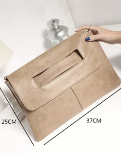 Women Large Capacity Commuting Magnetic Clutch Bag with Crossbody Strap