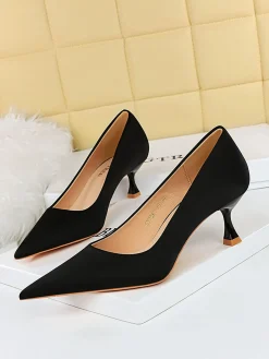 Women Minimalist Wineglass Heel Shallow Pumps