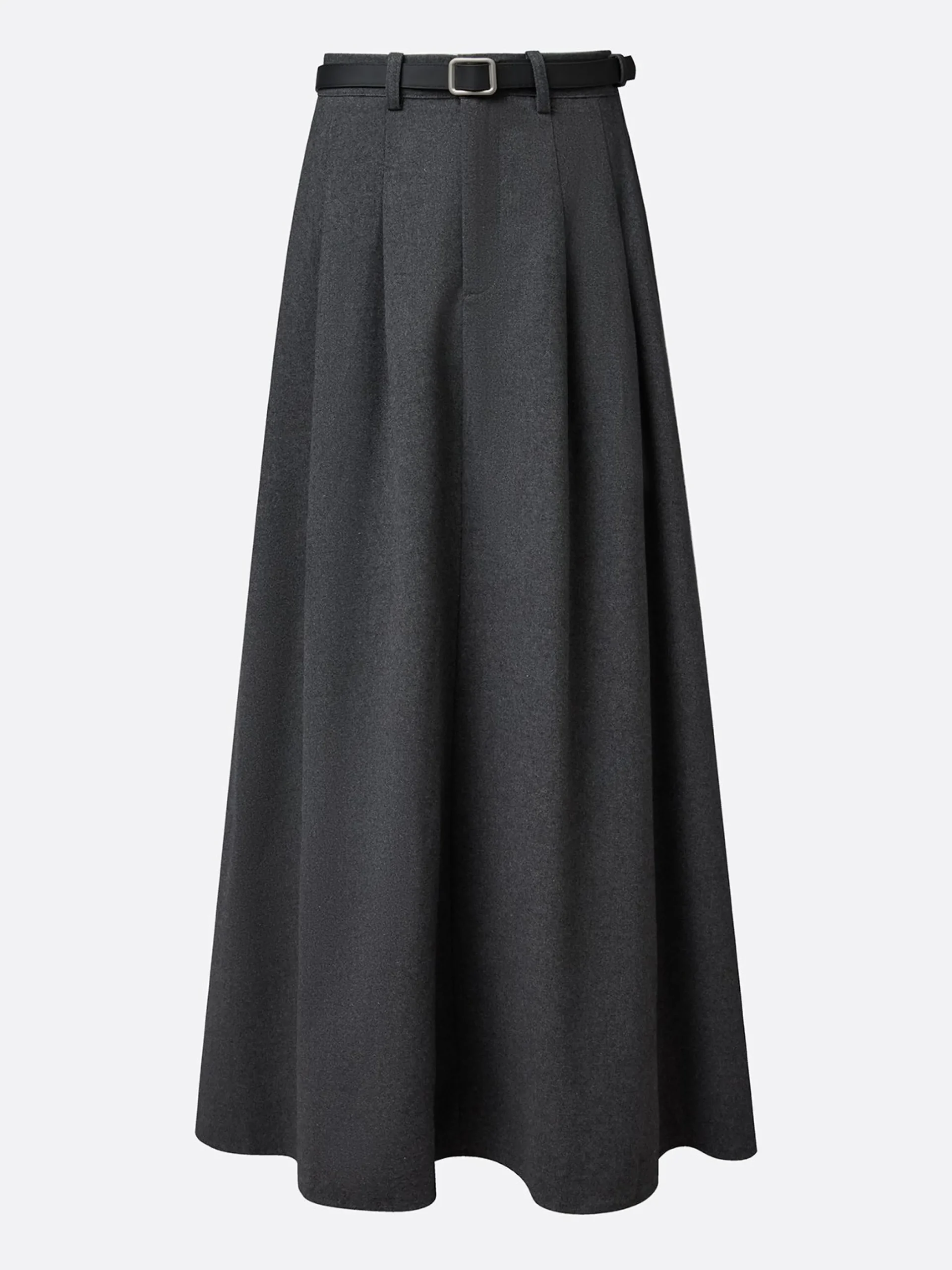 Women Urban High Waist A-Line Maxi Skirt Zipper Plain Maxi Skirt With Belt Social Spring