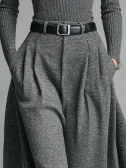 Women Urban High Waist A-Line Maxi Skirt Zipper Plain Maxi Skirt With Belt Social Spring