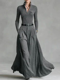 Yarn/Wool Yarn Casual Plain Buttoned Sweater