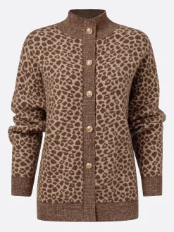 Yarn/Wool Yarn Urban Leopard Buttoned Cardigan