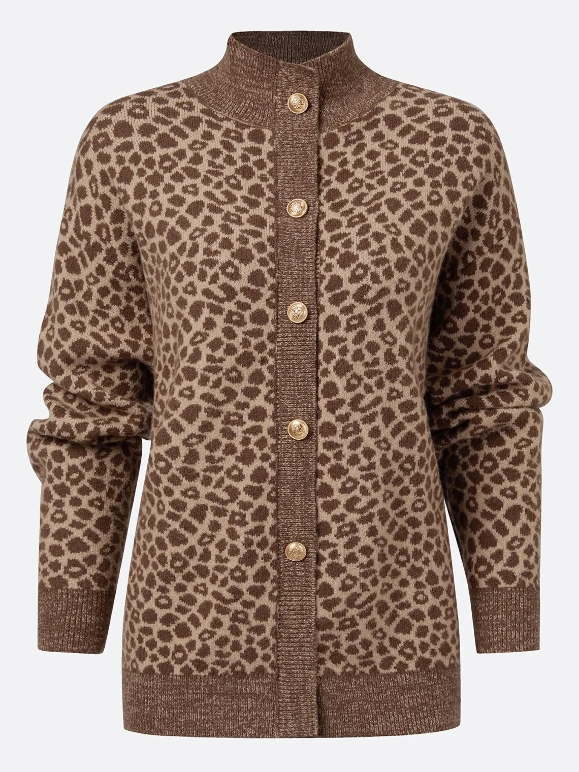 Yarn/Wool Yarn Urban Leopard Buttoned Cardigan